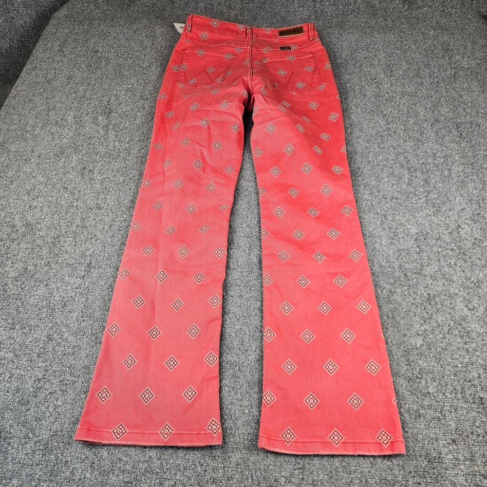 Wrangler High Rise Bold Boot Jeans Red Geometric Diamond Print 4/27x30 NWT - Picture 11 of 11